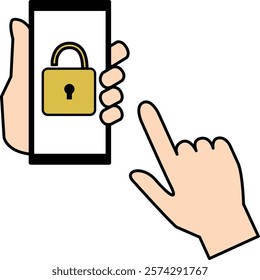 Hand holding a smartphone with a key displayed