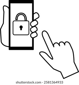 Hand holding a smartphone with a key displayed