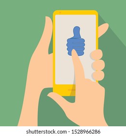 
Hand Holding Smartphone like icon on Touch Screen
