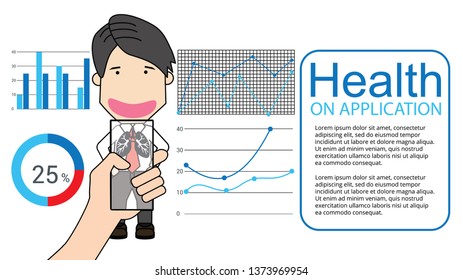 Hand holding smartphone with a man on online consultation. Vector flat illustration.