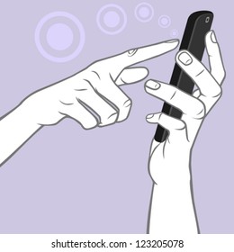 Hand Holding A Smart-phone - A Multi-touch Tap Gesture