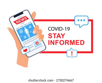 Hand holding smartphone with news website. Online media. Web reading news on mobile device. Breaking news.