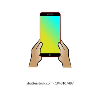 Hand Holding a Smartphone on White Background.