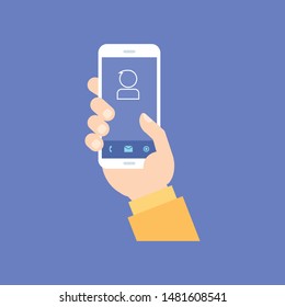 Hand Holding Smartphone With One Finger Over Touchscreen.