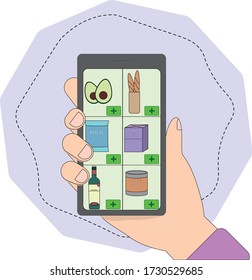 hand holding smartphone with online shoping