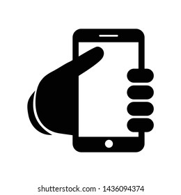 Hand holding smartphone symbol vector