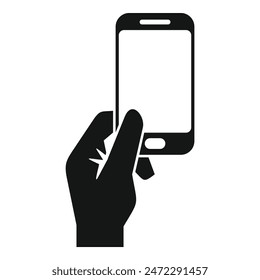 Hand is holding a smartphone and touching the screen