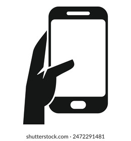 Hand is holding a smartphone and touching the screen with their index finger
