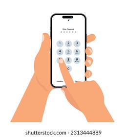 Finger entering pin code vector icon. Unlock and password sign