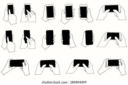 Hand holding smartphone vector