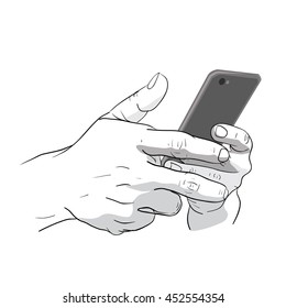 hand holding smartphone vector