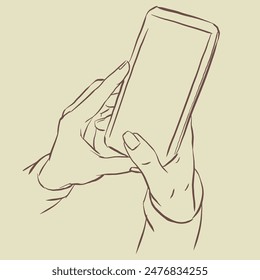 Mano sosteniendo un Vector de teléfono inteligente para tarjeta, decoración, ilustración