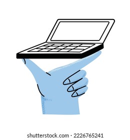 Hand holding smartphone. Vector icon of people hold smartphone or using touch gestures for mobile phone while reading. Press and point, pich and unpinch, rotate and swipe symbol. Digital device