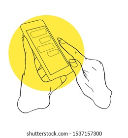 Hand holding smartphone vector illustration