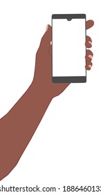 
Mano sosteniendo un smartphone. Ilustración vectorial.