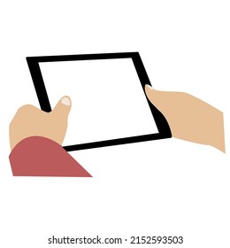 hand holding a smartphone vector illustration