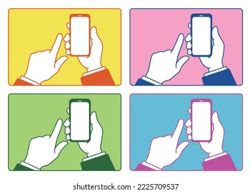 hand - holding smartphone, vector illustration