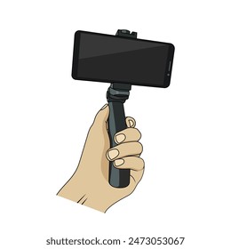 Hand holding smartphone vector illustration