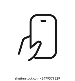 Mano sosteniendo smartphone. Icono de Ilustración vectorial