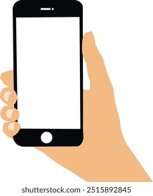 Hand Holding Smartphone Vector Illustration for Mobile Apps and Digital Interfaces