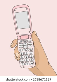 Hand holding smartphone vector illustration