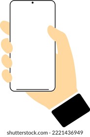 Hand holding smartphone vector template. Mobile phone templates for business. Flat design. Vector illustration