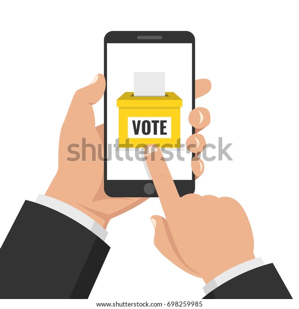 Hand Holding Smartphone Voting App On Stock Vector (Royalty Free ...