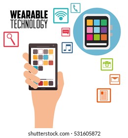 hand holding smartphone wearable technology