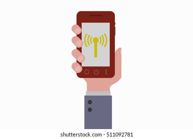 hand holding smartphone wifi