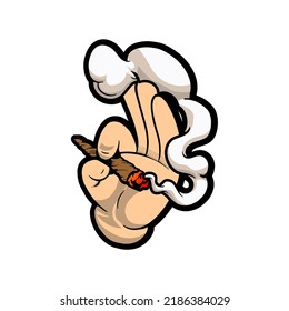 Hand Holding Smoking Marijuana Weed Leaf Stock Vector (Royalty Free ...