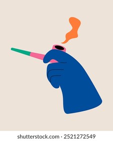 Mão segurando cachimbo de fumar.  Ilustração vetorial colorida
