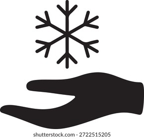 Mano que sostiene el copo de nieve aislado en el fondo blanco, Vector, ilustración