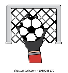 hand holding soccer ball goal