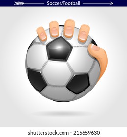 Hand Holding a Soccer Ball Icon/Sticker