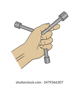 Hand holding a socket wrench. vector design