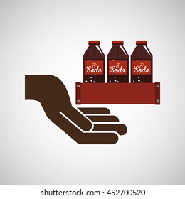 hand holding with soda icon, vector illustration