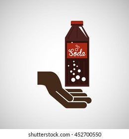 hand holding with soda icon, vector illustration