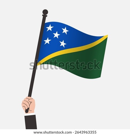 Hand Holding Solomon Islands Waving Flag
