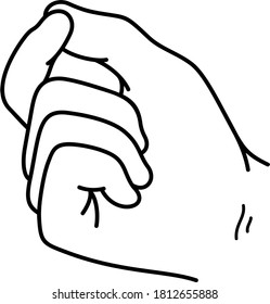 Häng etwas zwischen den Fingern. Vektorsymbol.
