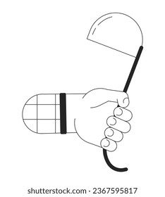 Ilustración vectorial de vectores de vástago de caldo de mano. Utensil de cocina 2D caricatura de línea plana monocromática mano para el diseño de interfaz de usuario web. Imagen de héroe de contorno aislado editable