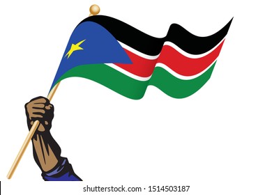 The hand holding the South Sudan flag.