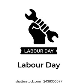 Llave de mano que representa el icono conceptual del Día del Trabajo en estilo de moda