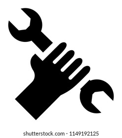 
Hand holding spanner, icon design for Repair and maintenance 
