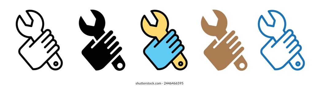 Hand Holding Spanner Icon for Mechanical and Construction Repair Work