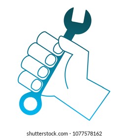 hand holding spanner tool repair