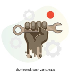 Hand Holding a Spanner - Unity for Workforce - Stock Illustration as EPS 10 File