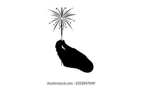 Hand holding sparkler, high quality vector