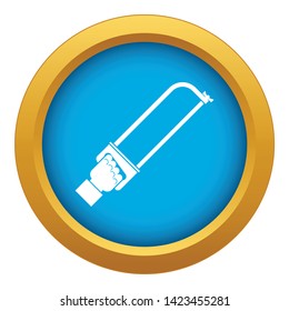 Hand holding spatula tool icon blue vector isolated on white background for any design