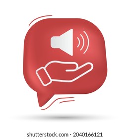 Hand holding speaker icon vector in speech bubble - Modern design