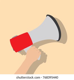 Hand holding a speaker, vector illustration design. Hands collection.